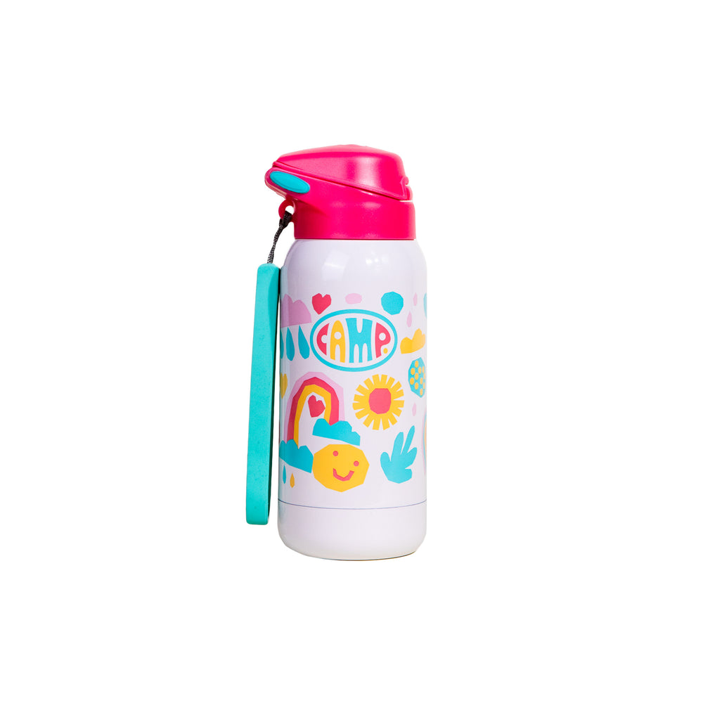 CAMP Kid Water Bottle- Cream Rainbows